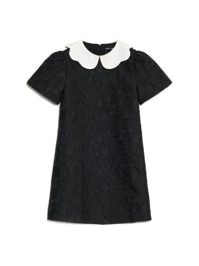 Womenswear Cheri Rose Jacquard Dress Ink Black Sister Jane Womenswear Cheri Rose Jacquard Dress Ink Black Sister Jane