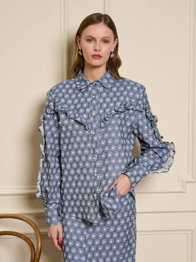 Womenswear Daisy Denim Pearl Shirt Captain Blue Sister Jane