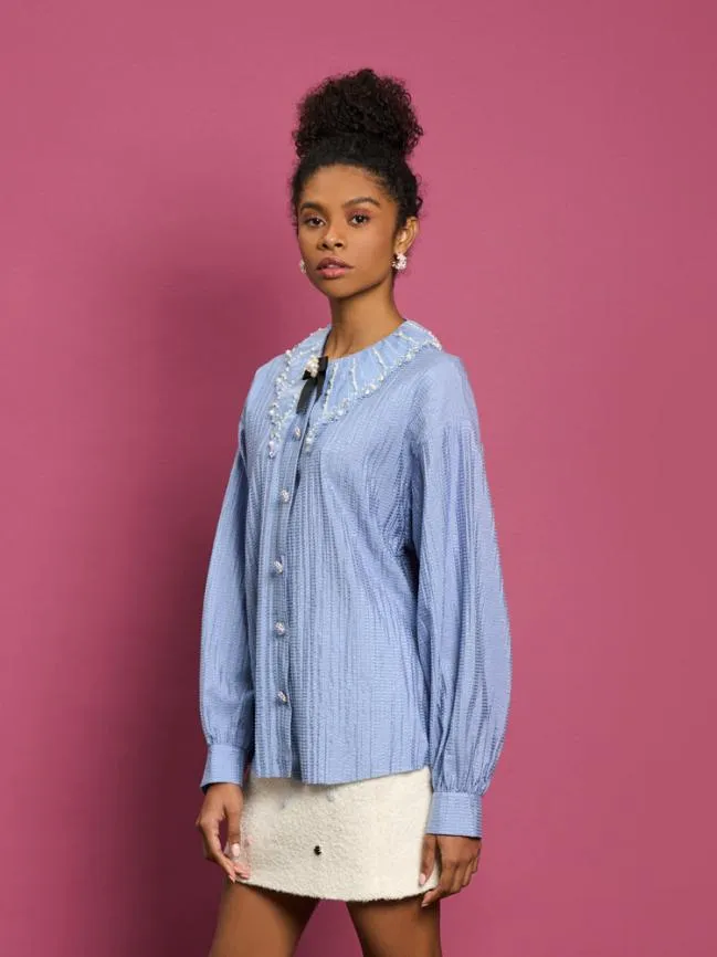 Womenswear DREAM Aqua Embellished Blouse Cornflower Blue Sister Jane