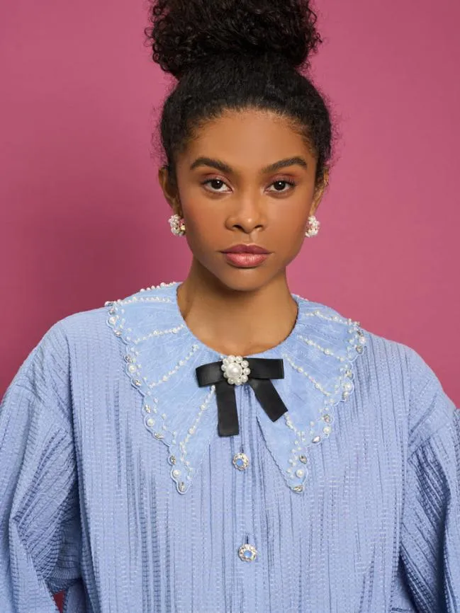 Womenswear DREAM Aqua Embellished Blouse Cornflower Blue Sister Jane
