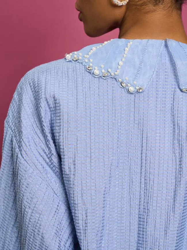 Womenswear DREAM Aqua Embellished Blouse Cornflower Blue Sister Jane