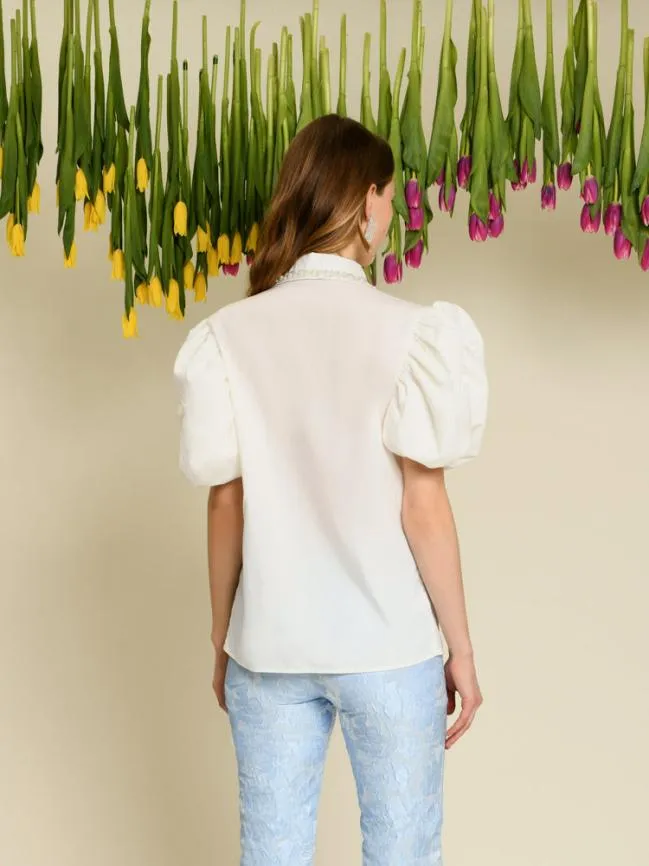 Womenswear DREAM Arabella Bead Collar Shirt Pearled Ivory Sister Jane Womenswear DREAM Arabella Bead Collar Shirt Pearled Ivory Sister Jane