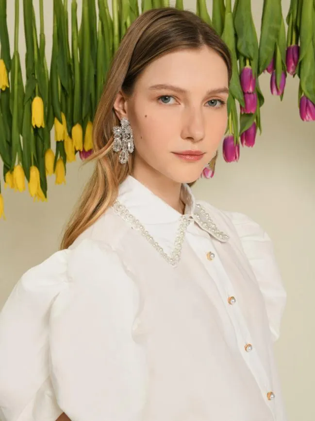 Womenswear DREAM Arabella Bead Collar Shirt Pearled Ivory Sister Jane Womenswear DREAM Arabella Bead Collar Shirt Pearled Ivory Sister Jane