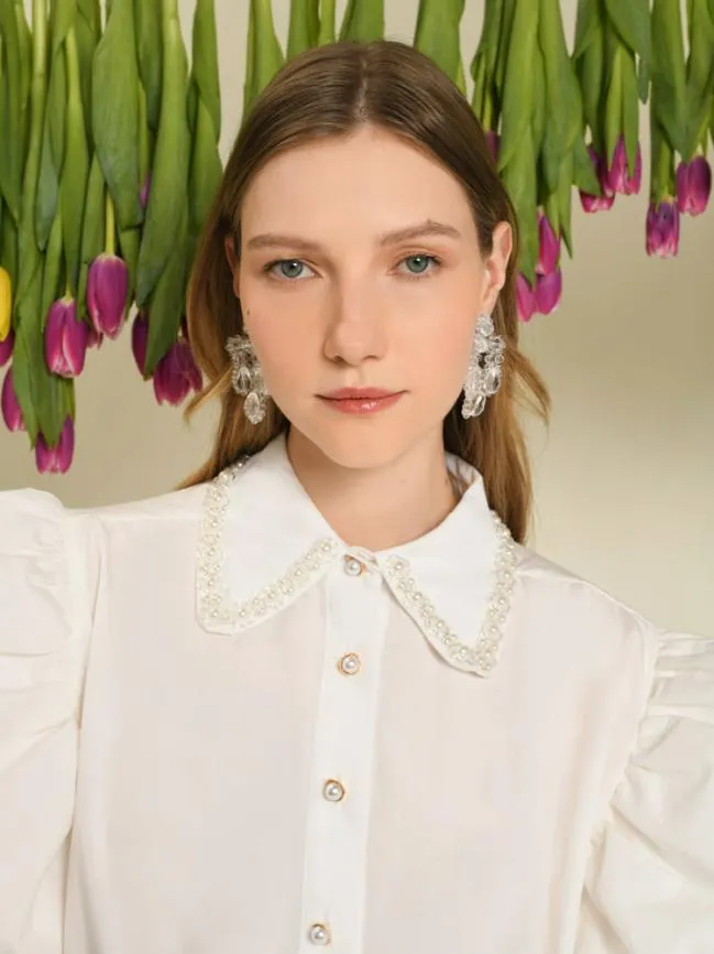 Womenswear DREAM Arabella Bead Collar Shirt Pearled Ivory Sister Jane Womenswear DREAM Arabella Bead Collar Shirt Pearled Ivory Sister Jane
