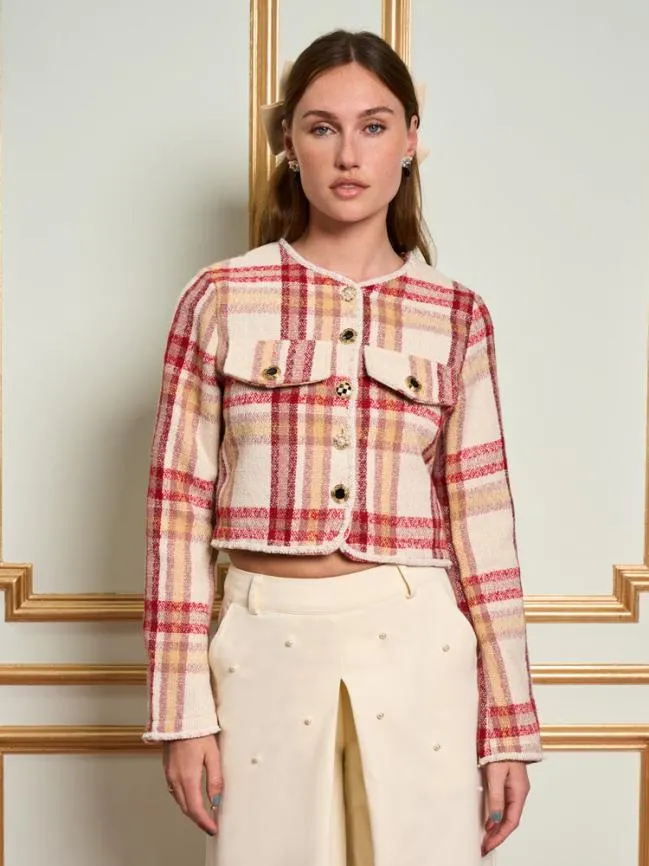 Womenswear DREAM Claudette Check Jacket Ruby Red Sister Jane