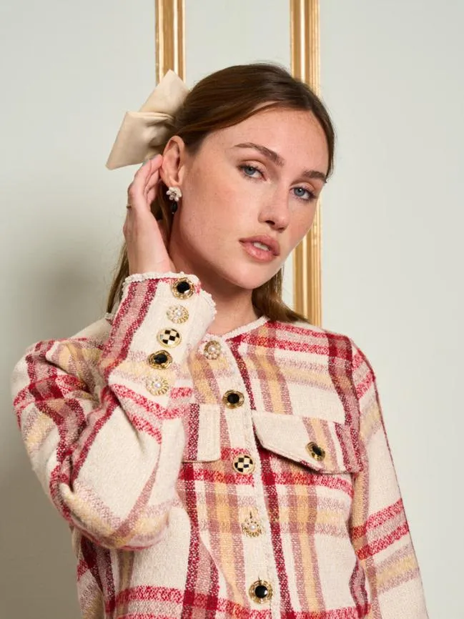 Womenswear DREAM Claudette Check Jacket Ruby Red Sister Jane Womenswear DREAM Claudette Check Jacket Ruby Red Sister Jane