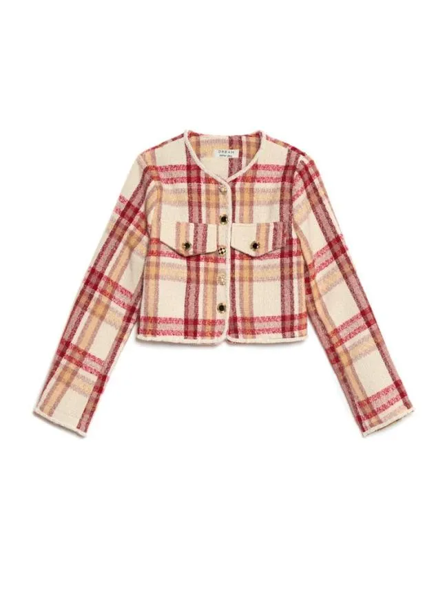 Womenswear DREAM Claudette Check Jacket Ruby Red Sister Jane Womenswear DREAM Claudette Check Jacket Ruby Red Sister Jane