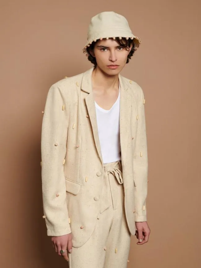 Womenswear Dylan Bead Single Breasted Blazer Natural Ivory Sister Jane