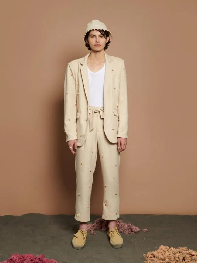 Womenswear Dylan Bead Single Breasted Blazer Natural Ivory Sister Jane Womenswear Dylan Bead Single Breasted Blazer Natural Ivory Sister Jane