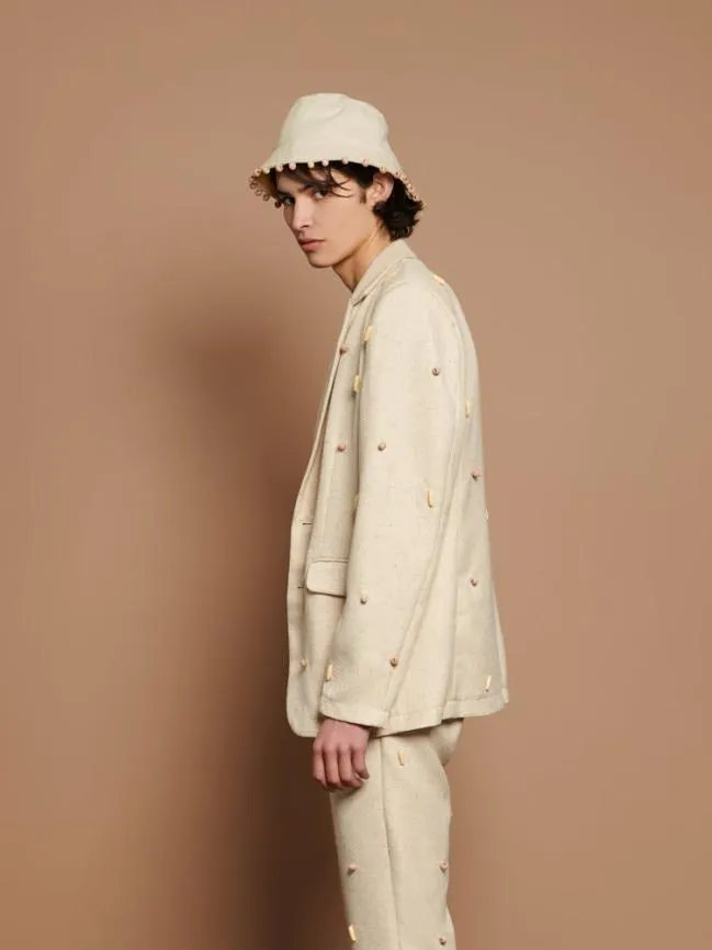 Womenswear Dylan Bead Single Breasted Blazer Natural Ivory Sister Jane Womenswear Dylan Bead Single Breasted Blazer Natural Ivory Sister Jane