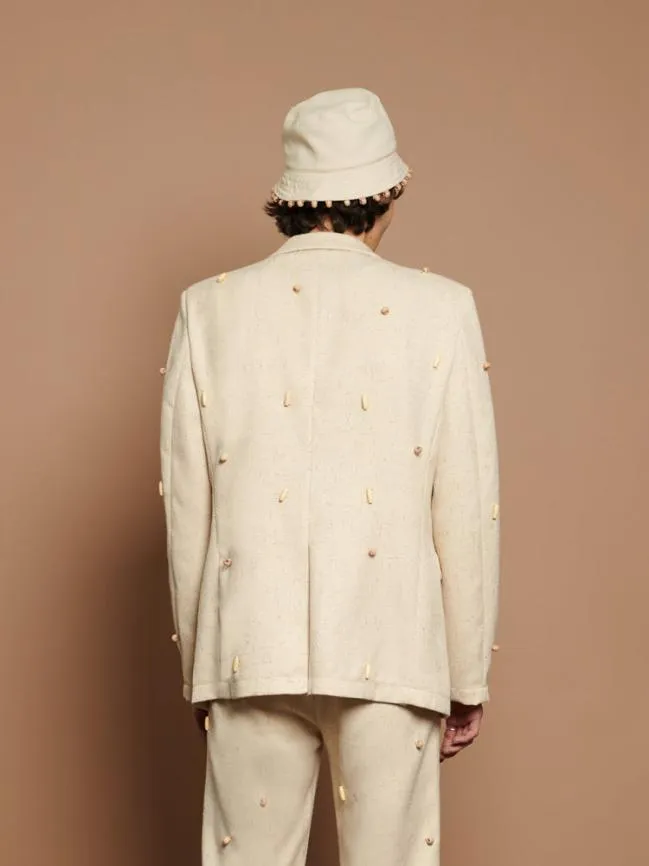 Womenswear Dylan Bead Single Breasted Blazer Natural Ivory Sister Jane Womenswear Dylan Bead Single Breasted Blazer Natural Ivory Sister Jane
