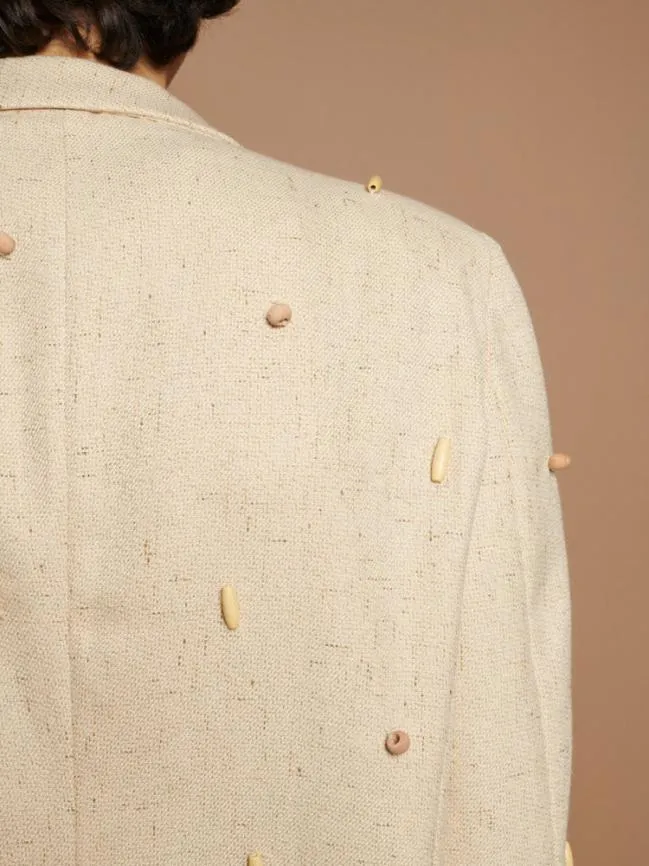 Womenswear Dylan Bead Single Breasted Blazer Natural Ivory Sister Jane Womenswear Dylan Bead Single Breasted Blazer Natural Ivory Sister Jane