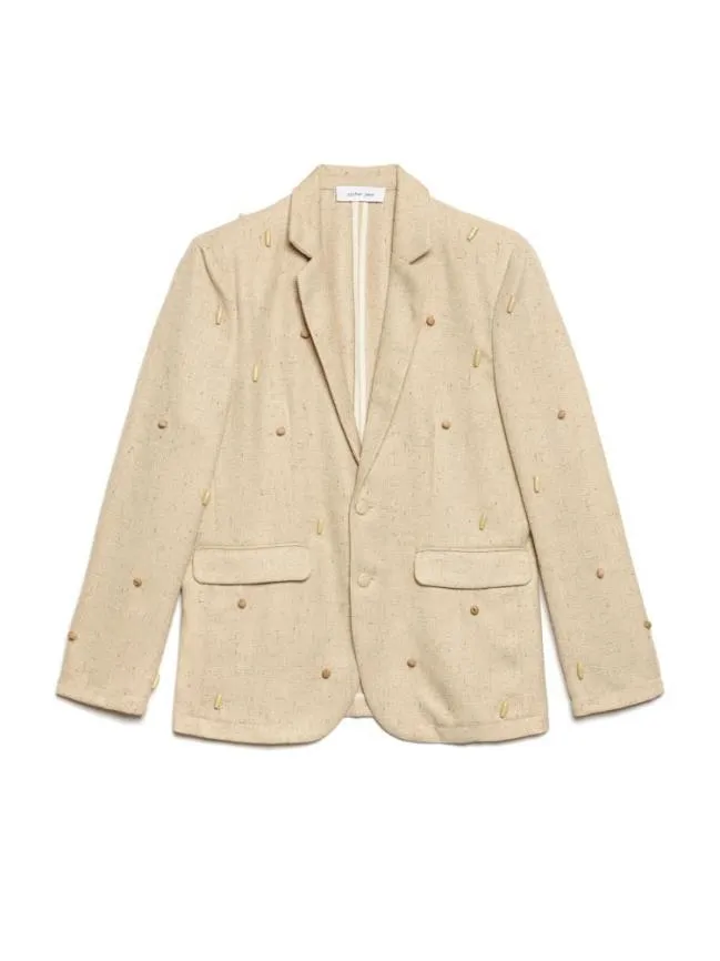 Womenswear Dylan Bead Single Breasted Blazer Natural Ivory Sister Jane Womenswear Dylan Bead Single Breasted Blazer Natural Ivory Sister Jane