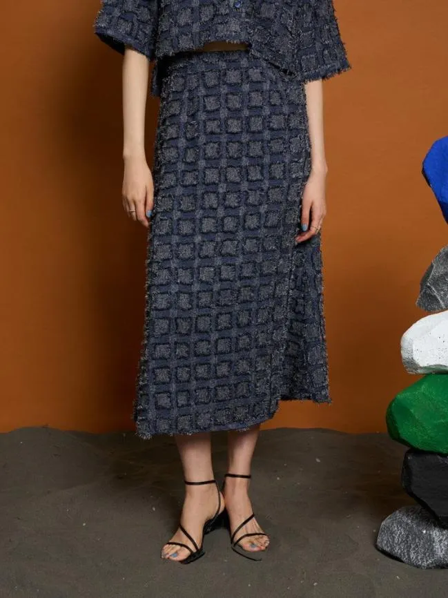 Womenswear Ghospell Esther Fray Midi Skirt Aegean Blue Sister Jane