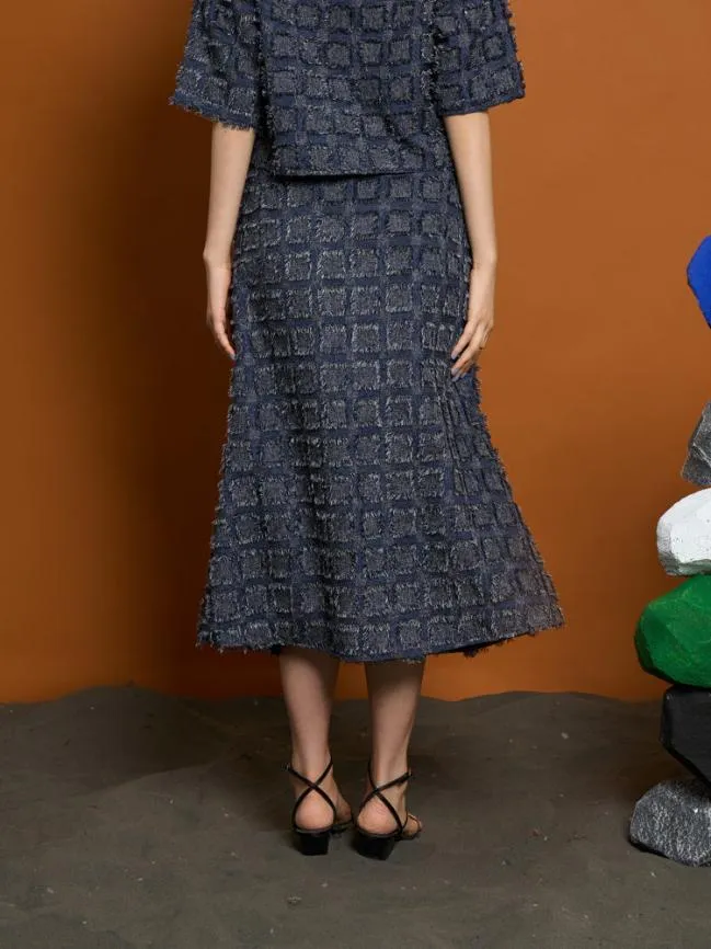 Womenswear Ghospell Esther Fray Midi Skirt Aegean Blue Sister Jane