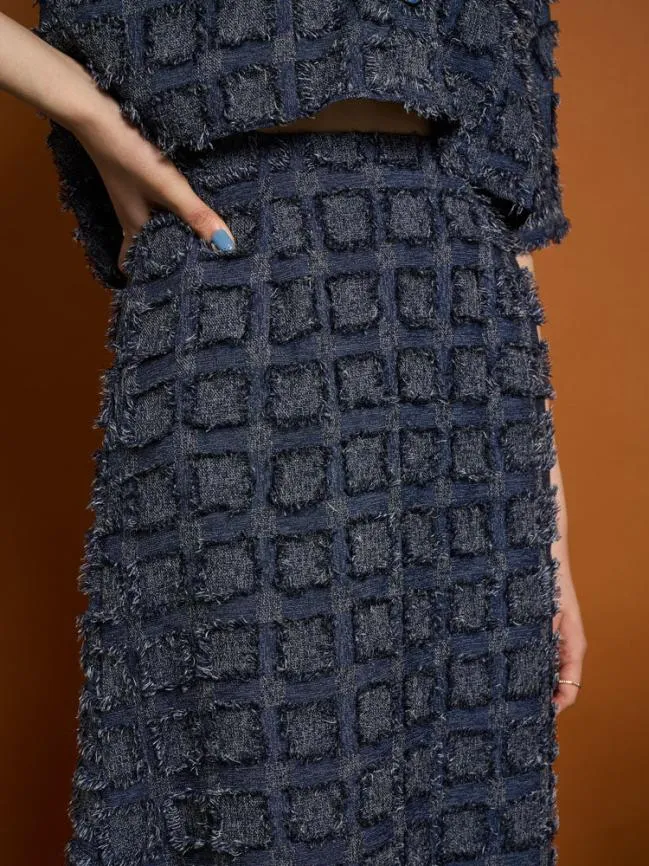 Womenswear Ghospell Esther Fray Midi Skirt Aegean Blue Sister Jane