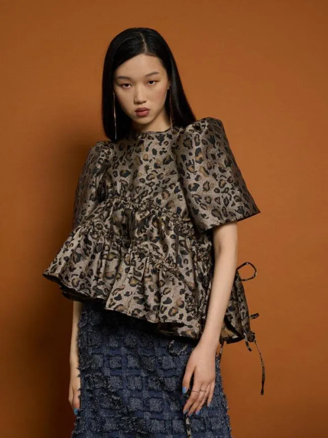 Womenswear Ghospell Mabel Leopard Ruched Top Leopard Sister Jane
