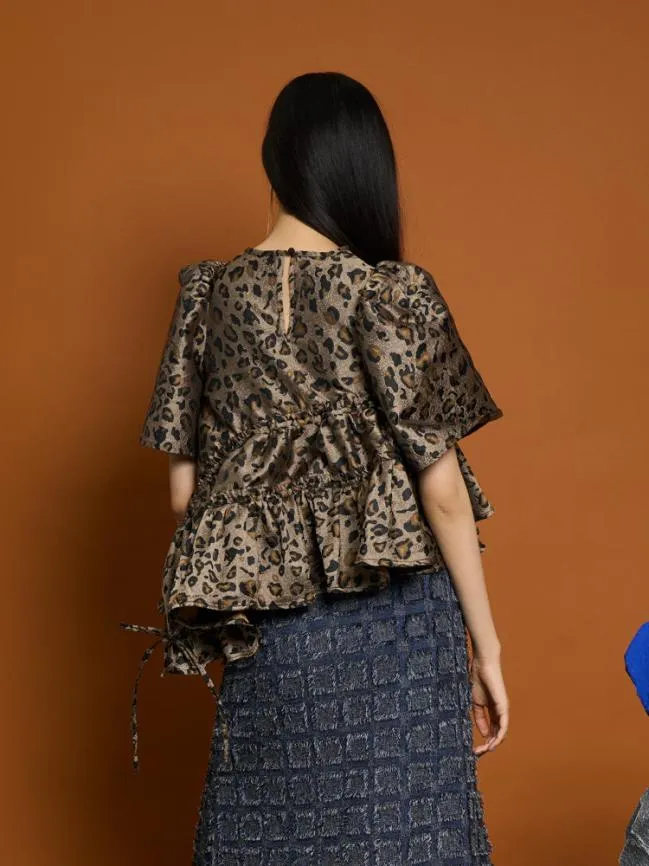 Womenswear Ghospell Mabel Leopard Ruched Top Leopard Sister Jane Womenswear Ghospell Mabel Leopard Ruched Top Leopard Sister Jane
