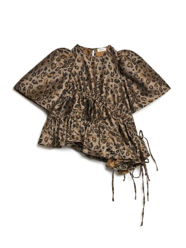 Womenswear Ghospell Mabel Leopard Ruched Top Leopard Sister Jane Womenswear Ghospell Mabel Leopard Ruched Top Leopard Sister Jane