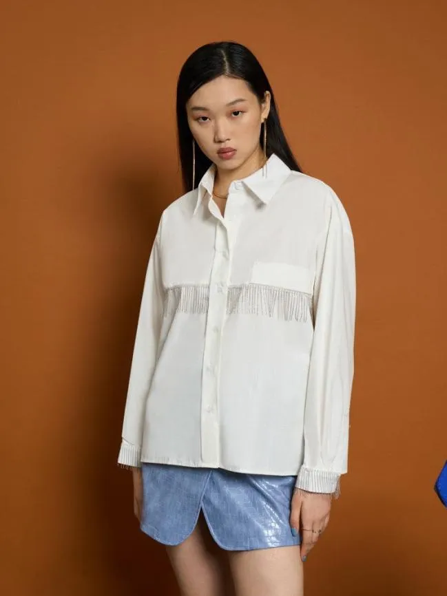 Womenswear Ghospell Nira Fringe Shirt White Sister Jane