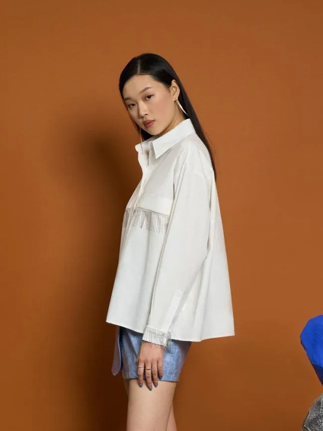 Womenswear Ghospell Nira Fringe Shirt White Sister Jane
