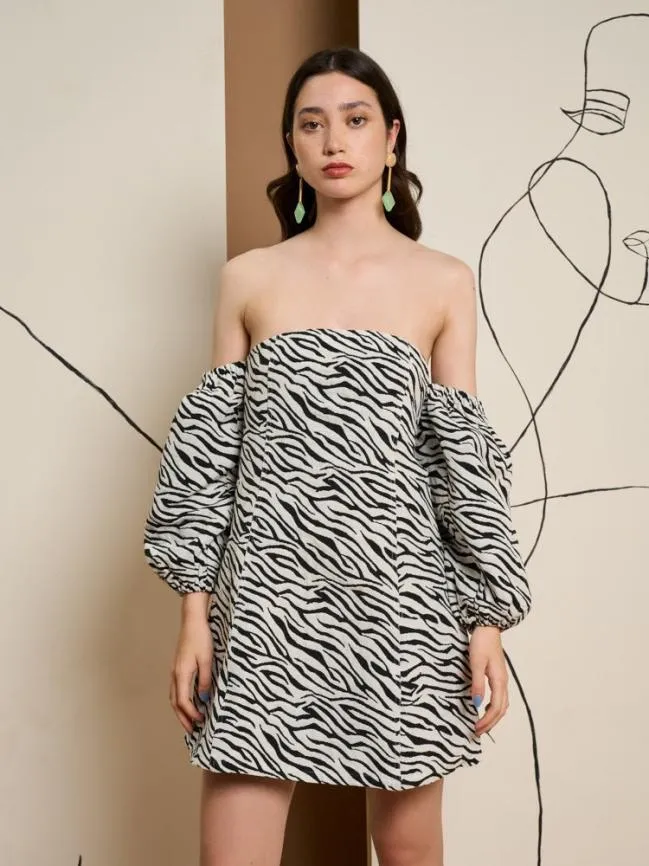 Womenswear Ghospell Stevie Zebra Bandeau Dress Cream Sister Jane