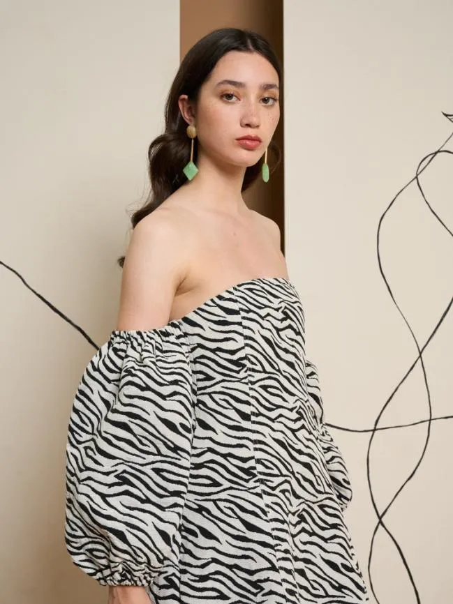 Womenswear Ghospell Stevie Zebra Bandeau Dress Cream Sister Jane Womenswear Ghospell Stevie Zebra Bandeau Dress Cream Sister Jane