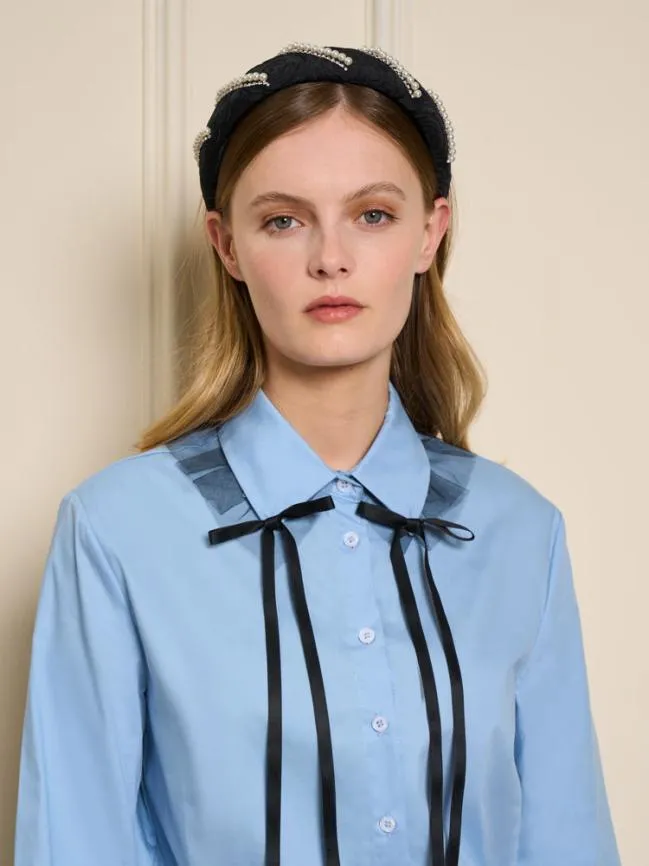 Womenswear Glace Tulle Bow Shirt Baby Blue Sister Jane