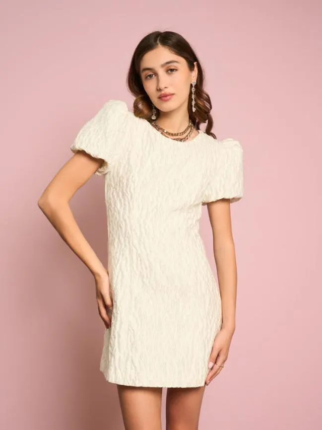 Womenswear Horizon Jacquard Heart Back Dress Pearled White Sister Jane