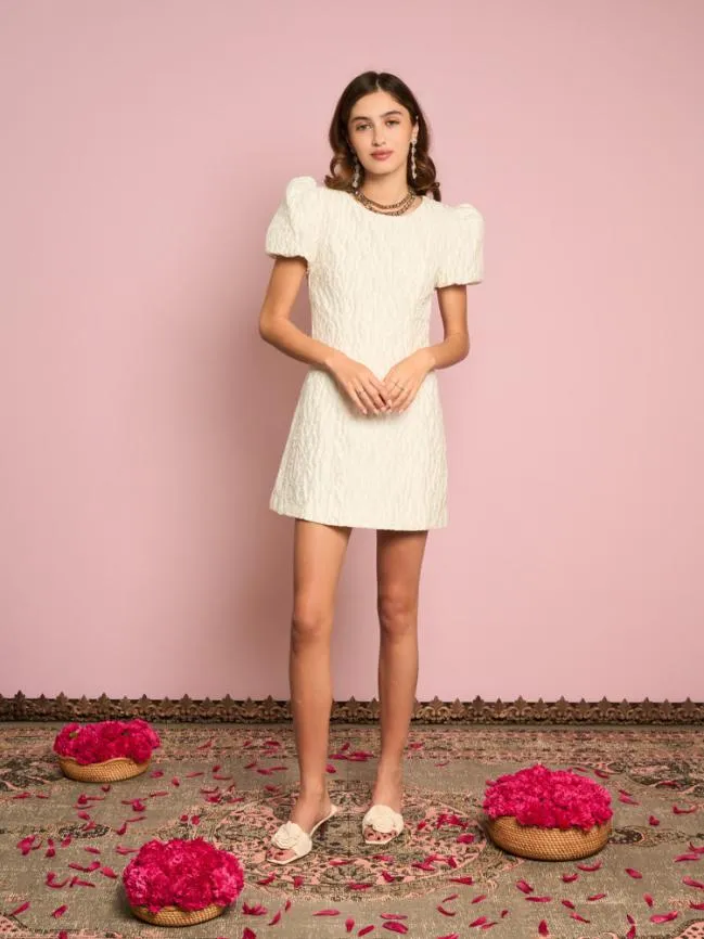Womenswear Horizon Jacquard Heart Back Dress Pearled White Sister Jane Womenswear Horizon Jacquard Heart Back Dress Pearled White Sister Jane