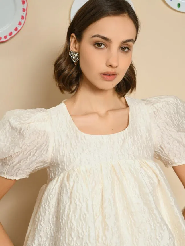 Womenswear Lisse Jacquard Babydoll Top Pearled Ivory Sister Jane