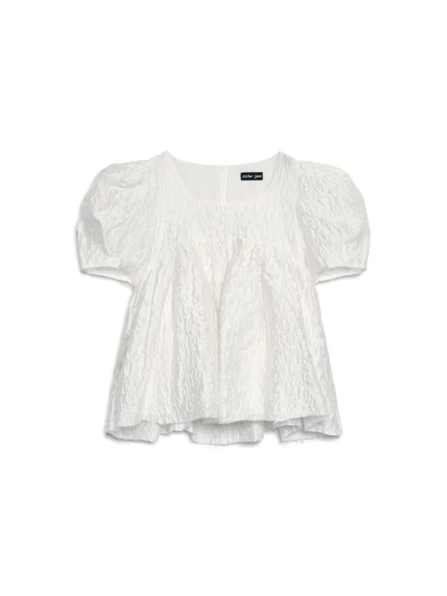 Womenswear Lisse Jacquard Babydoll Top Pearled Ivory Sister Jane