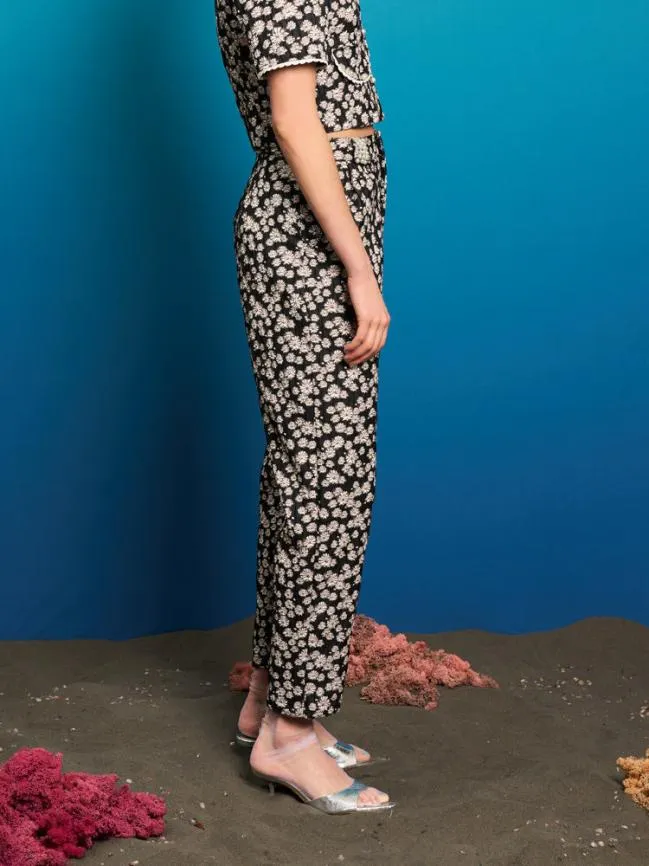Womenswear Pearl Marina Jacquard Trousers Black Daisy Sister Jane Womenswear Pearl Marina Jacquard Trousers Black Daisy Sister Jane