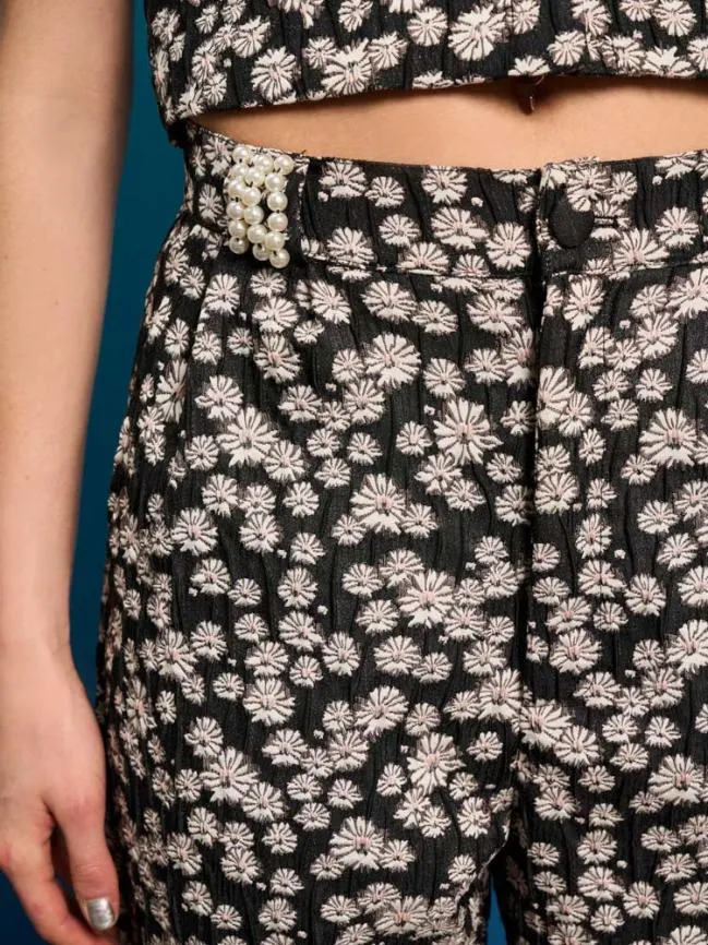Womenswear Pearl Marina Jacquard Trousers Black Daisy Sister Jane Womenswear Pearl Marina Jacquard Trousers Black Daisy Sister Jane