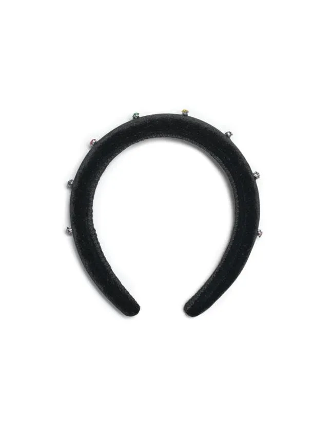 Womenswear Rainbow Gem Velvet Headband Ink Black Sister Jane