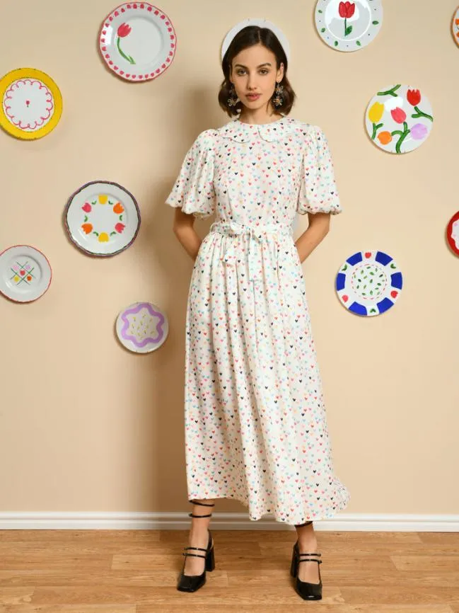Womenswear Rainbow Hearts Midi Dress Snow White Sister Jane