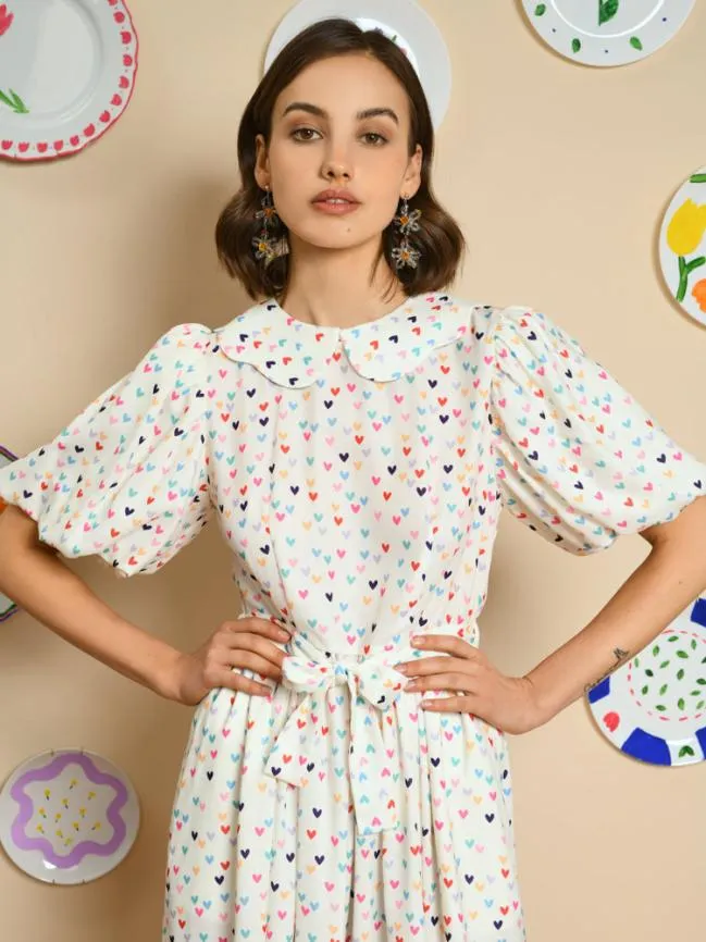 Womenswear Rainbow Hearts Midi Dress Snow White Sister Jane Womenswear Rainbow Hearts Midi Dress Snow White Sister Jane