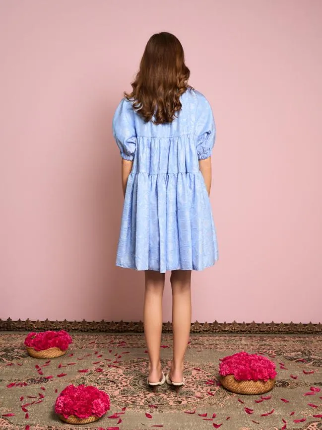 Womenswear Sapphire Rose Jacquard Mini Dress Teapot Blue Sister Jane