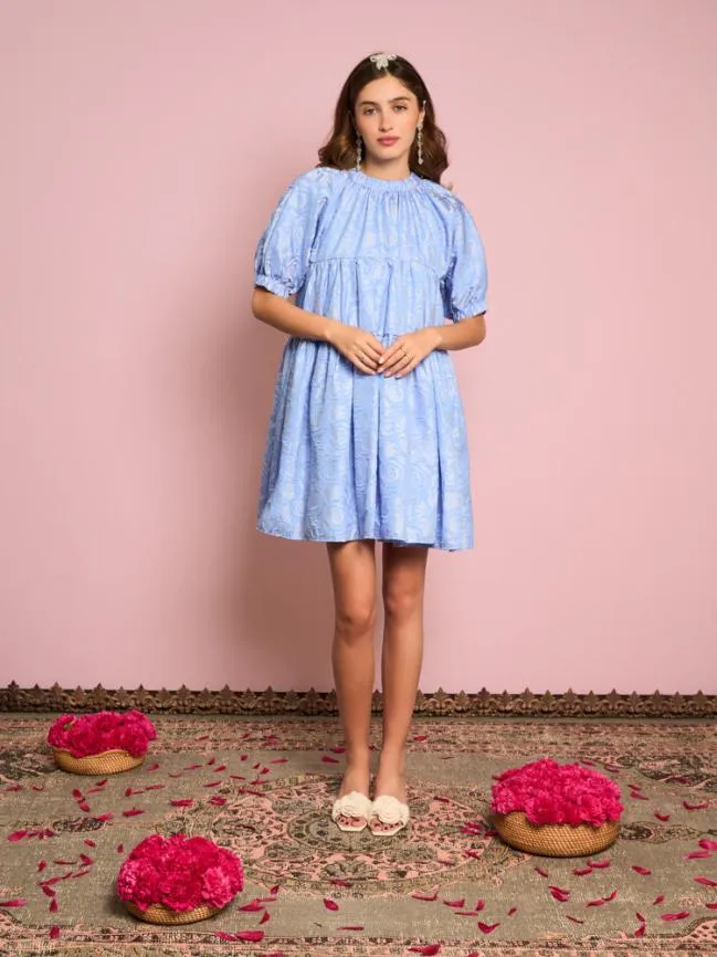 Womenswear Sapphire Rose Jacquard Mini Dress Teapot Blue Sister Jane