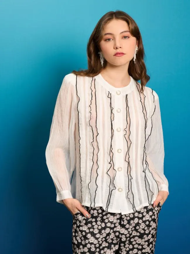Womenswear Shell Fan Blouse White Sister Jane