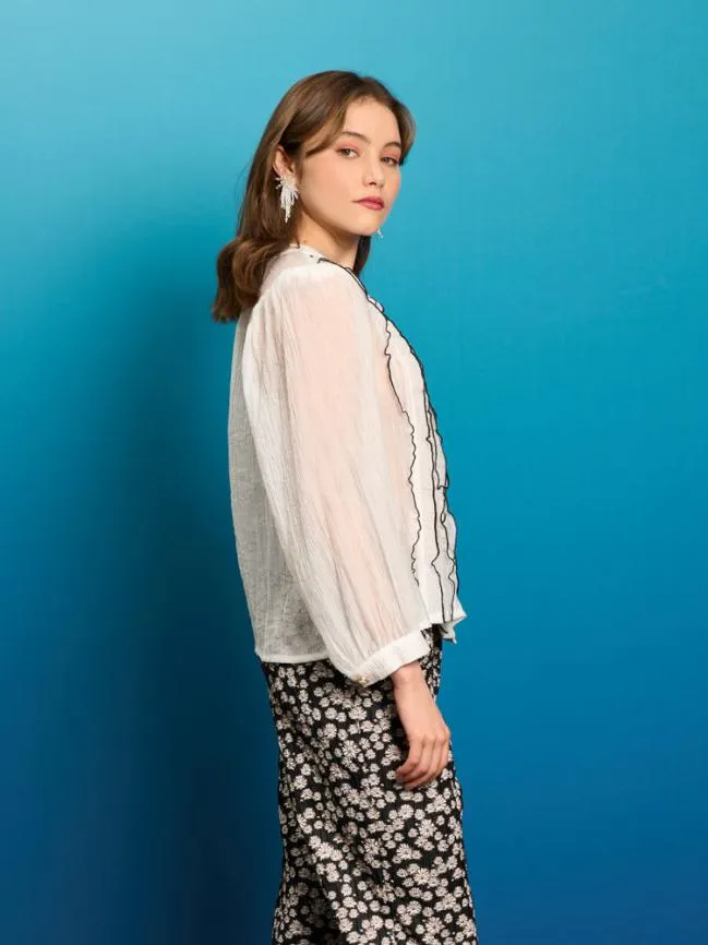 Womenswear Shell Fan Blouse White Sister Jane Womenswear Shell Fan Blouse White Sister Jane