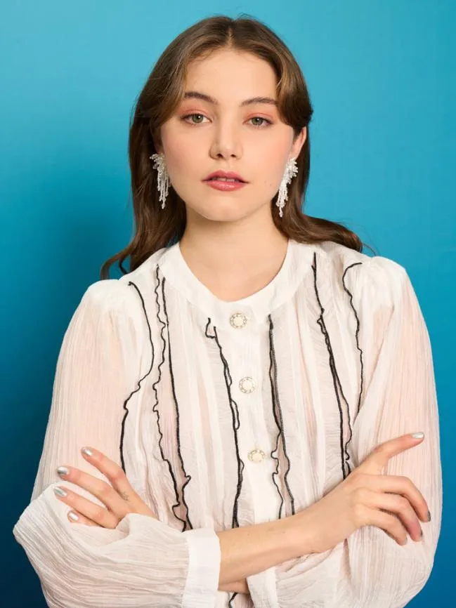 Womenswear Shell Fan Blouse White Sister Jane Womenswear Shell Fan Blouse White Sister Jane