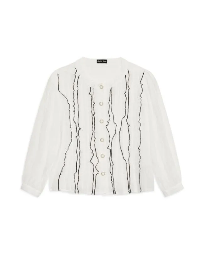 Womenswear Shell Fan Blouse White Sister Jane Womenswear Shell Fan Blouse White Sister Jane