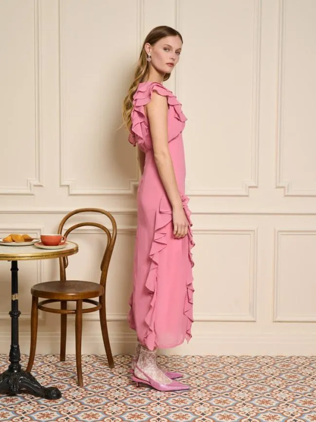 Womenswear Sucre Ruffles Midi Dress Geranium Pink Sister Jane