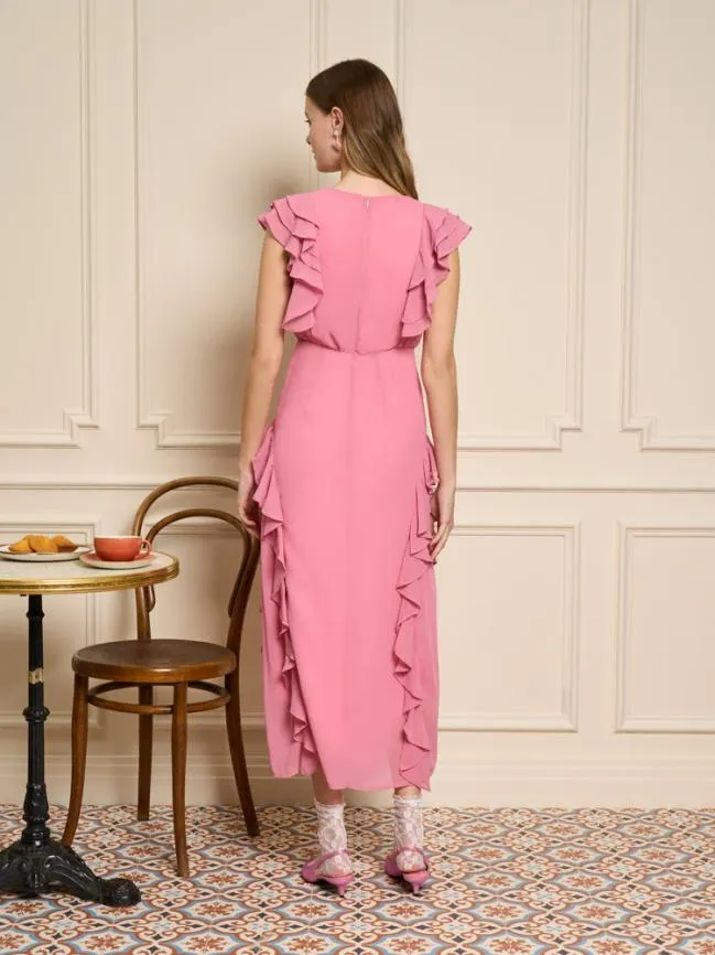 Womenswear Sucre Ruffles Midi Dress Geranium Pink Sister Jane