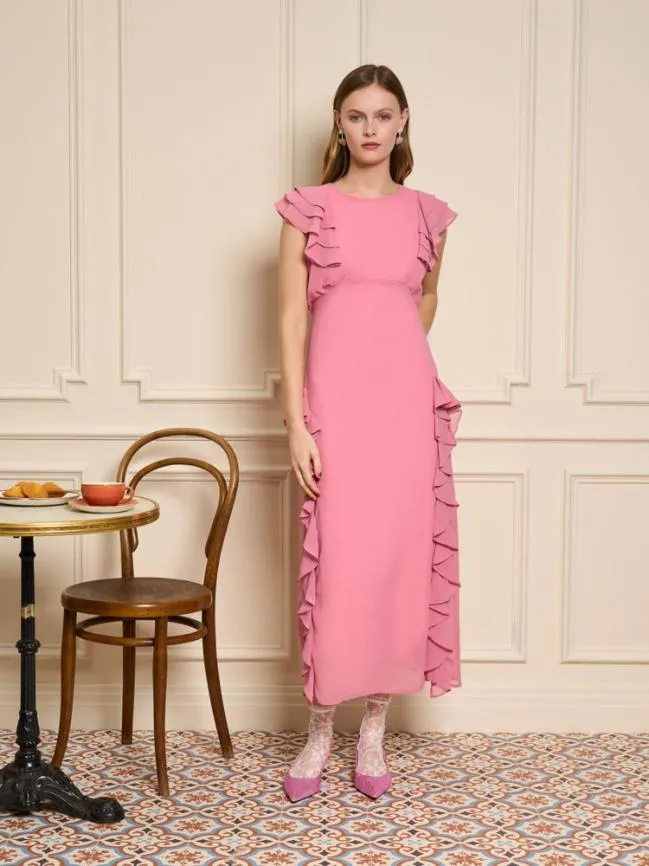 Womenswear Sucre Ruffles Midi Dress Geranium Pink Sister Jane