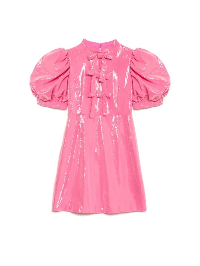 Womenswear Sunset Sequin Bow Dress Flamingo Pink Sister Jane Womenswear Sunset Sequin Bow Dress Flamingo Pink Sister Jane