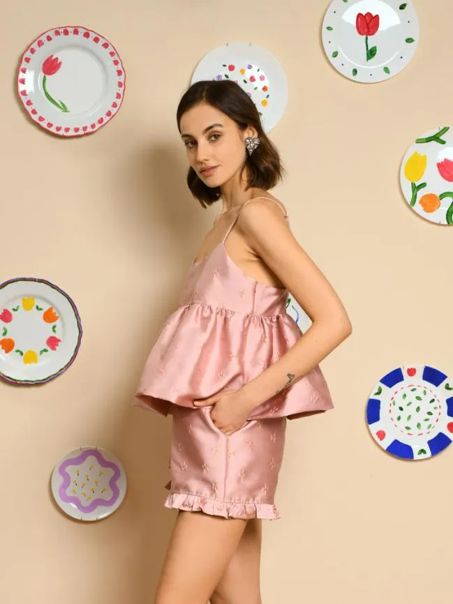 Womenswear Tulip Jacquard Cami Top Pastel Pink Sister Jane Womenswear Tulip Jacquard Cami Top Pastel Pink Sister Jane