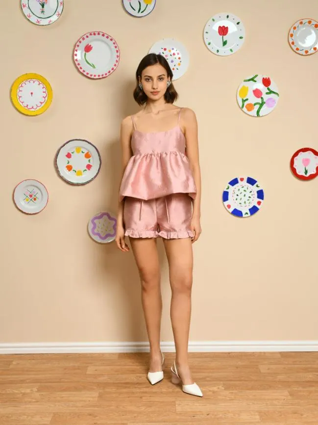 Womenswear Tulip Jacquard Cami Top Pastel Pink Sister Jane Womenswear Tulip Jacquard Cami Top Pastel Pink Sister Jane