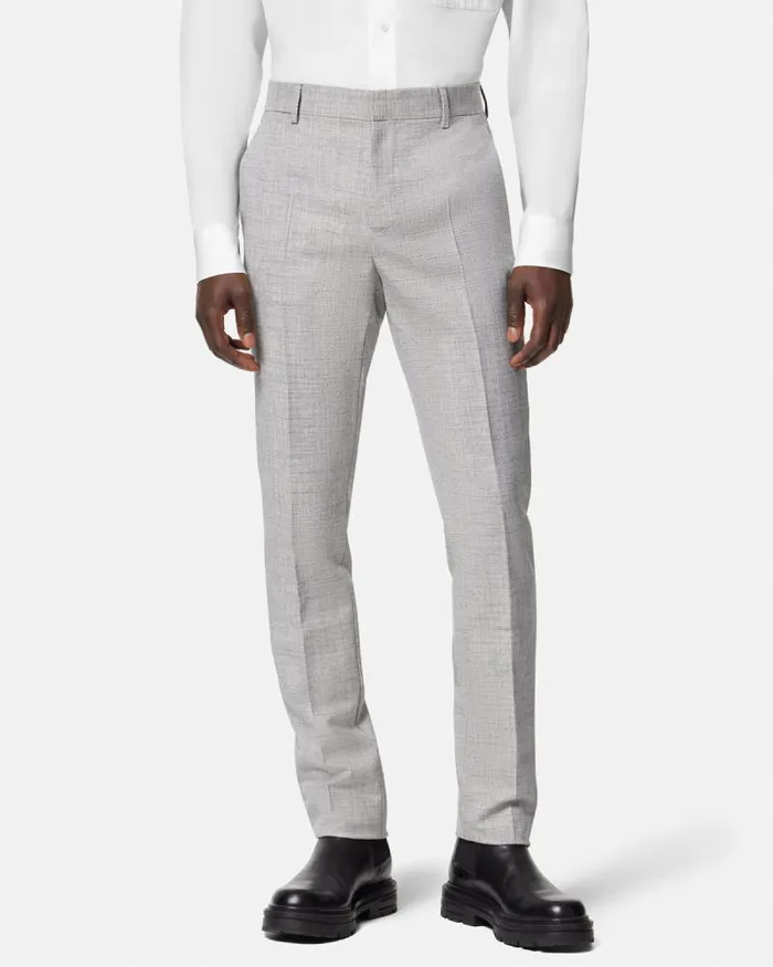 WoolBlend Formal Pants Gray Men Versace Blazers and Suits